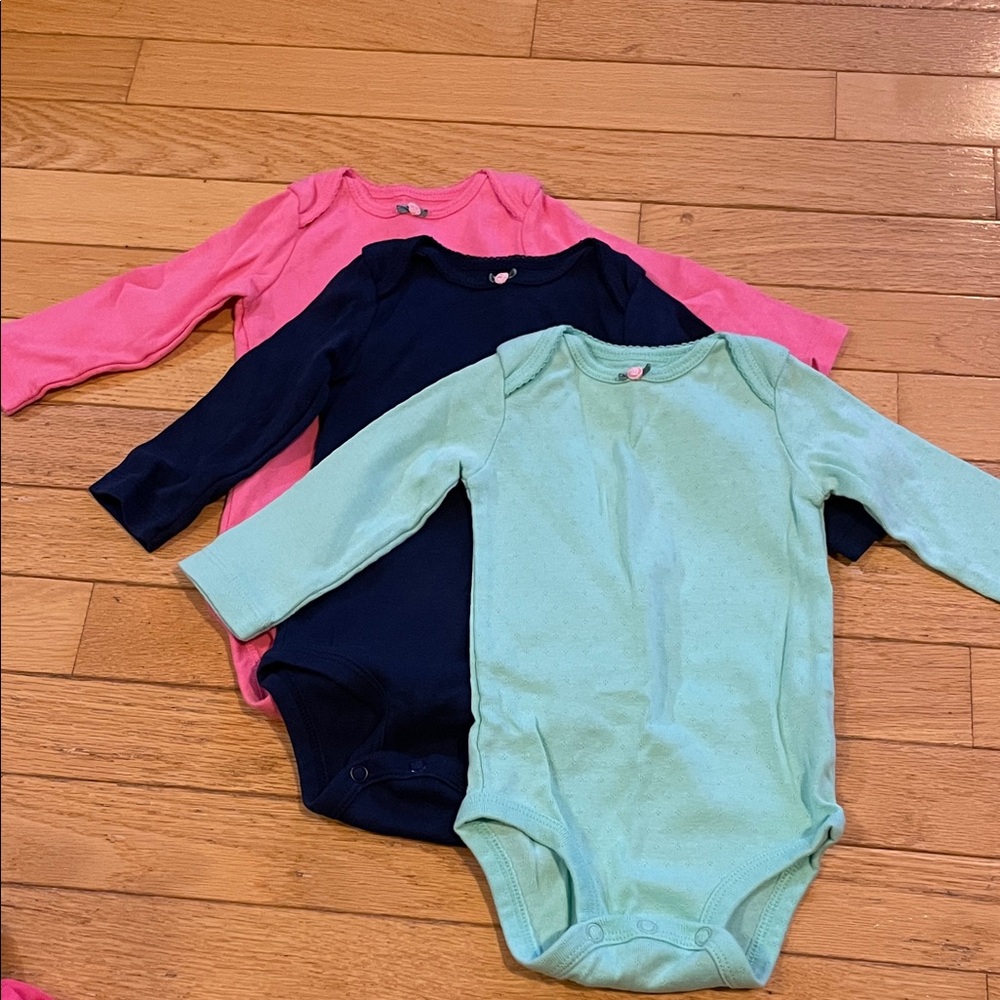Baby Onesie Set of 3 - Pink, Navy, and Mint